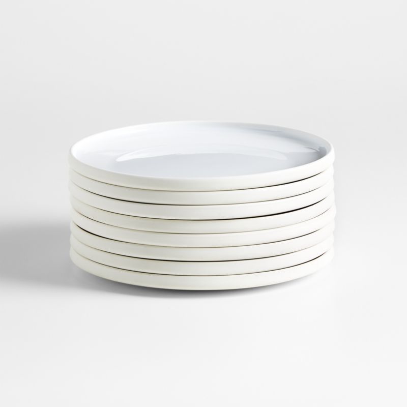Tour White Porcelain Salad Plates, Set of 8