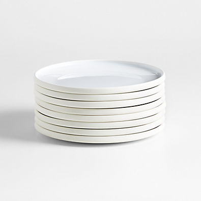 View Tour White Porcelain Salad Plates, Set of 8 details