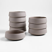 Tour Taupe Porcelain Cereal Bowls, Set of 8