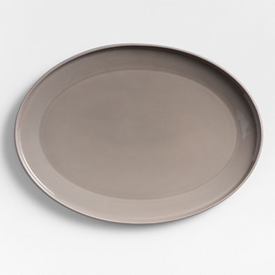 View Tour Taupe Oval Porcelain Platter details