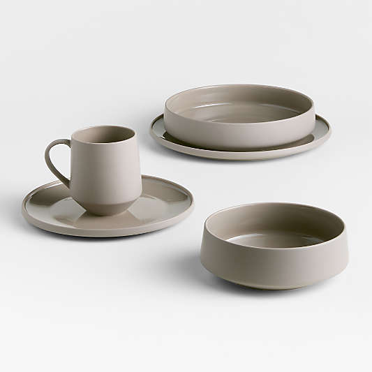 Tour Taupe Porcelain Low Bowl