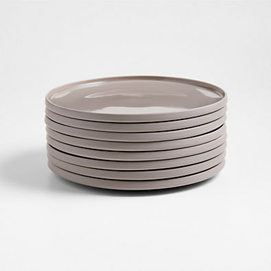 View Tour Taupe Porcelain Salad Plates, Set of 8 details