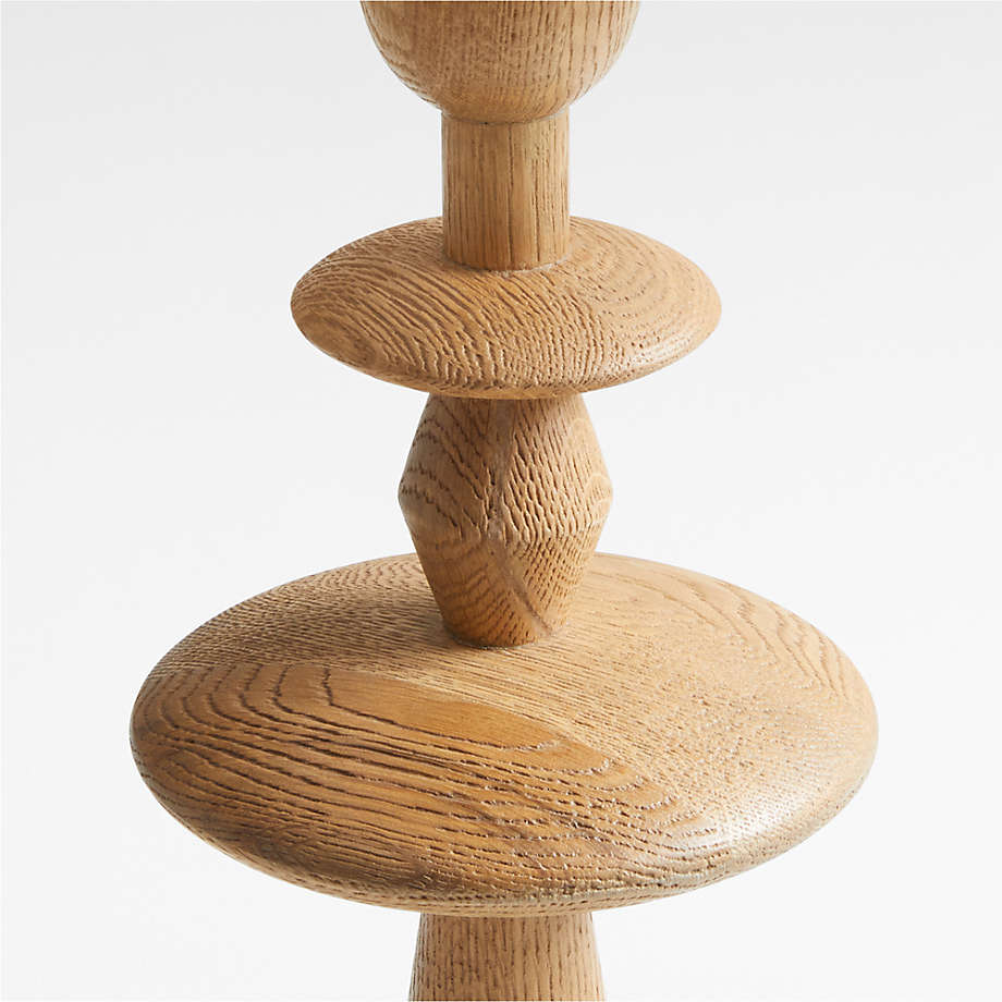 Tournage Oak Wood Table Lamp with Ivory Shade by Athena Calderone