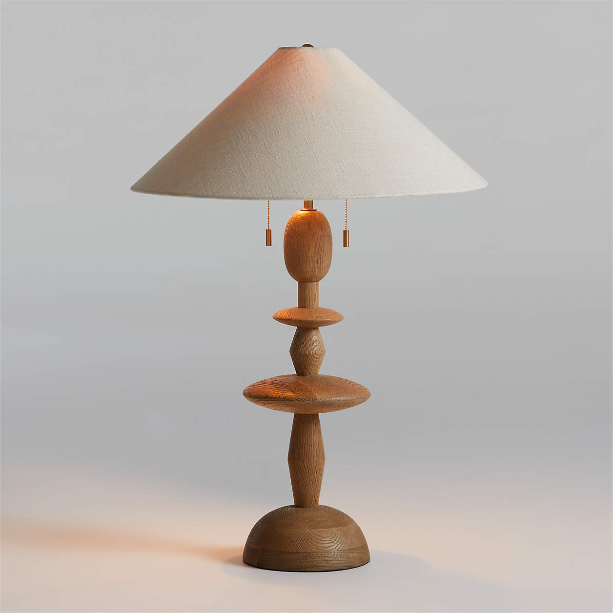 Tournage Oak Wood Table Lamp with Ivory Shade by Athena Calderone Crate & Barrel
