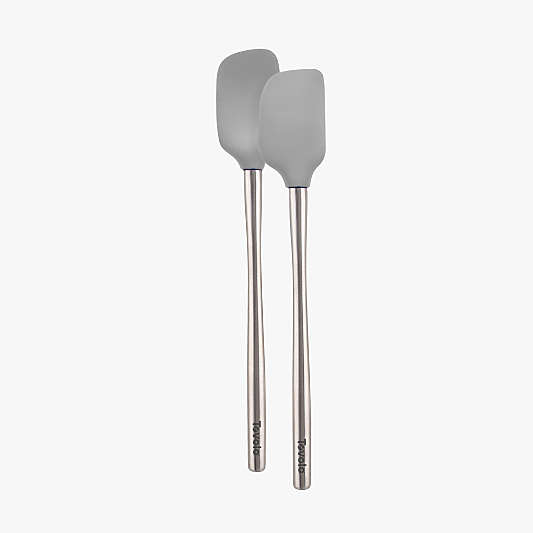 Tovolo Flex-Core ® Oyster Grey Silicone Mini Spatula and Spoonula with Stainless Steel Handles