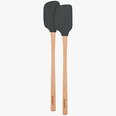 View Tovolo Flex-Core ® Charcoal Silicone Mini Spatula and Spoonula with Wood Handles details