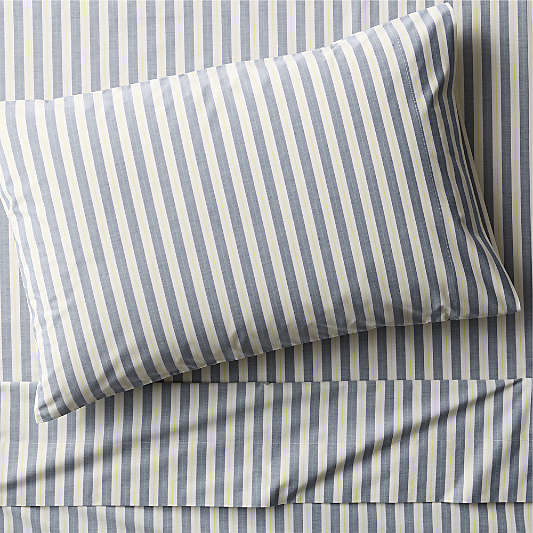 Topspin Midnight Navy Stripe 100% Organic Cotton Kids Twin Sheet Set by Venus Williams