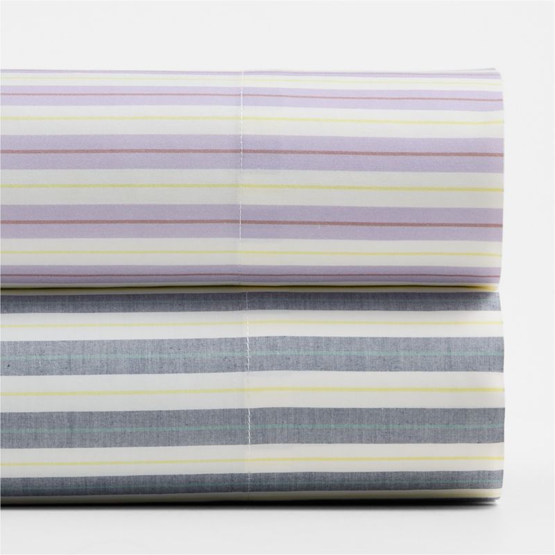 Topspin Midnight Navy Stripe 100% Organic Cotton Kids Twin Sheet Set by Venus Williams - image 3 of 6