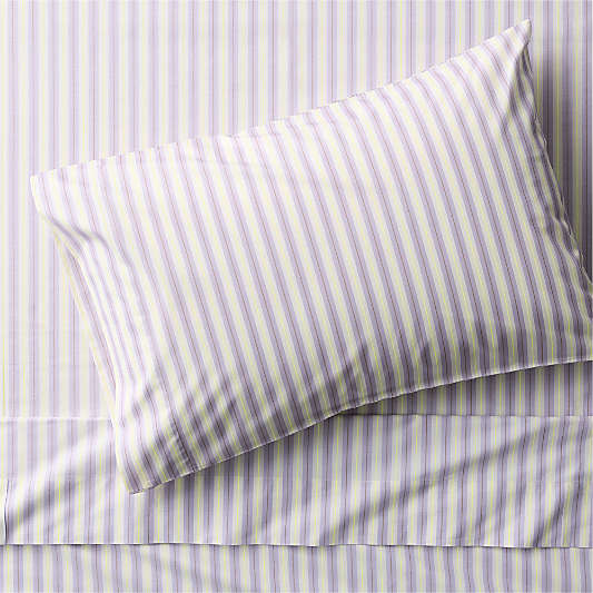 Topspin Night Violet Stripe 100% Organic Cotton Kids Twin Sheet Set by Venus Williams