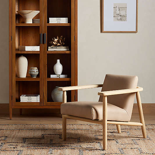 Trabel Wood Frame Leather Chair