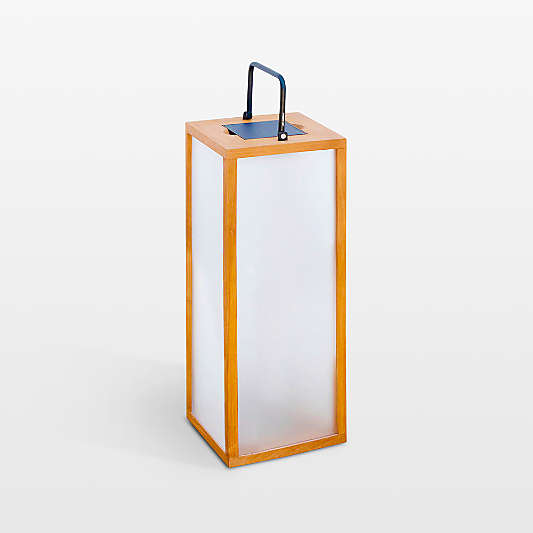 Les Jardins Tradition Teak LED Outdoor Solar-Powered Lantern 25"