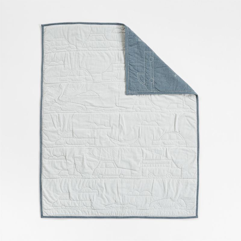 Transportation Organic Cotton Reversible Baby Crib Quilt