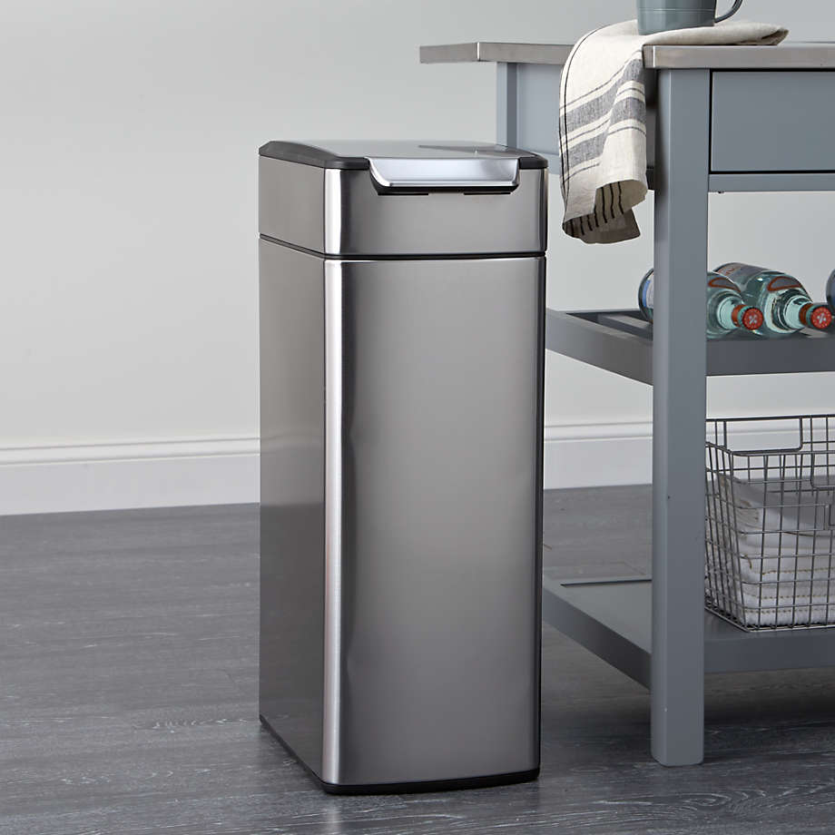 Silver 40L Tall Slim Stainless Steel Step Trash Can with Lid