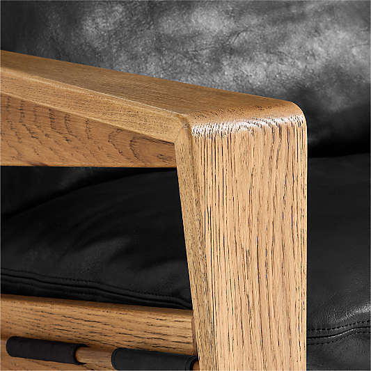 Trava Wood and Leather Accent Chair