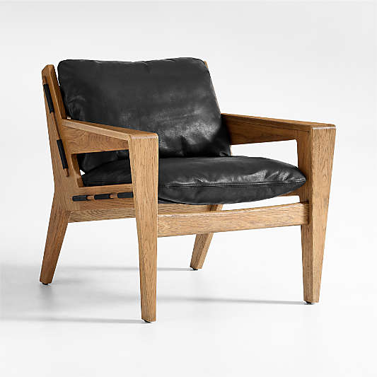 Trava Wood and Leather Accent Chair