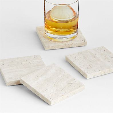 View Travertine Coasters, Set of 4 details