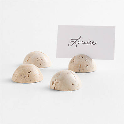 View Travertine Round Placecard Holders, Set of 4 details