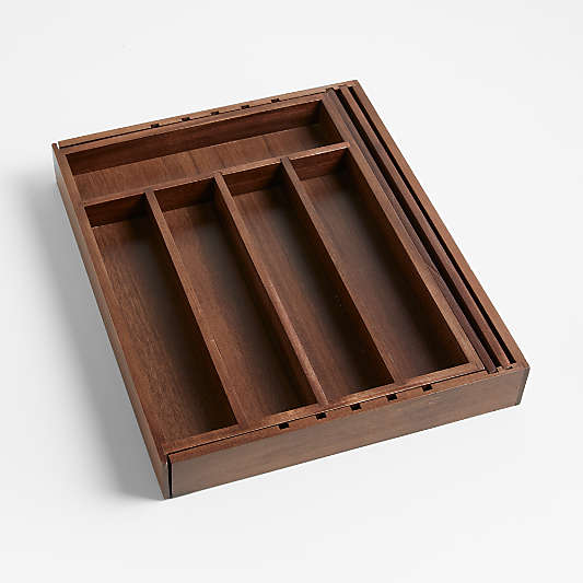 Walnut Expandable Flatware Tray