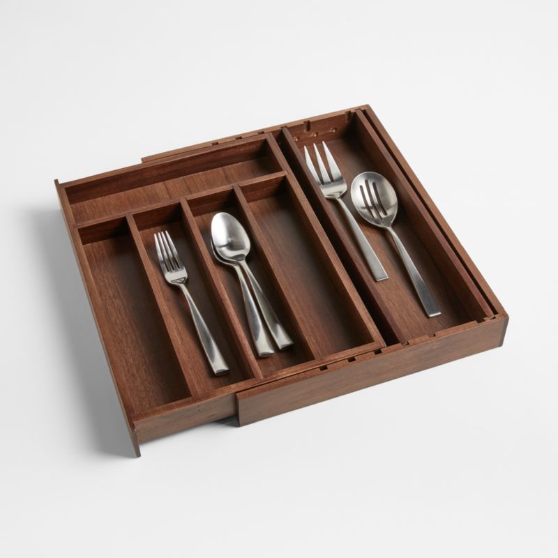 Walnut Expandable Flatware Tray + Reviews | Crate & Barrel