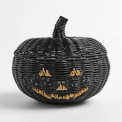 Trick-Or-Treat Woven Pumpkin Bowl with Lid