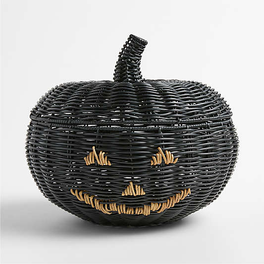 Trick-Or-Treat Woven Pumpkin Bowl with Lid