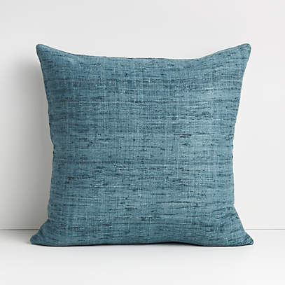 Blue 20x20 Square Laundered Linen Decorative Throw Pillow Cover