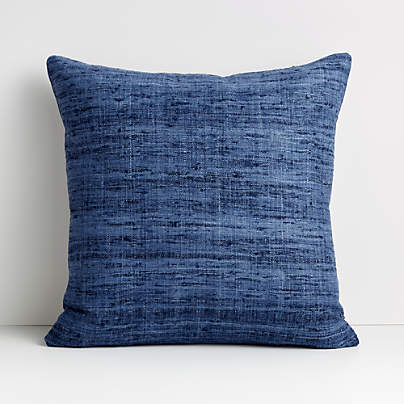 Blue 20"x20" Cotton Sari Silk Throw Pillow Cover