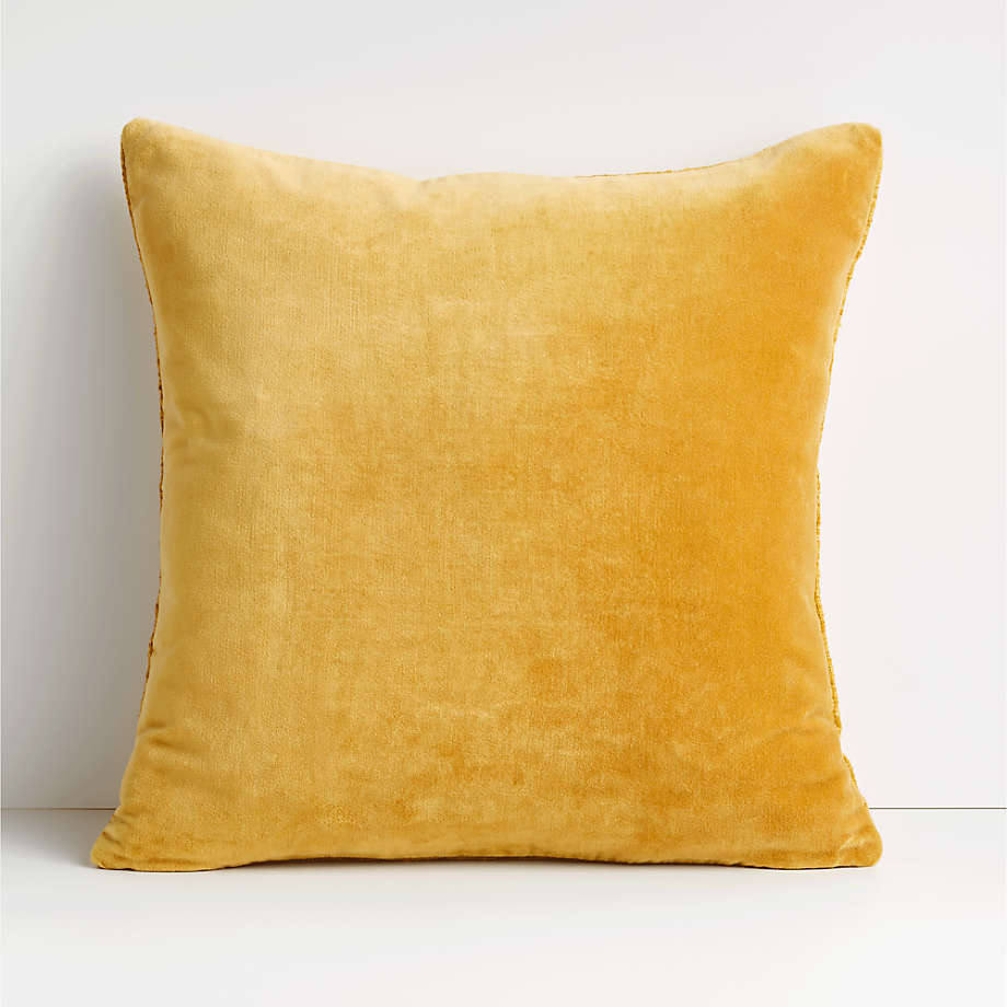 Yellow 20x20 Square Cotton Sari Silk Decorative Throw Pillow