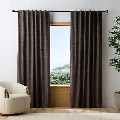 Trevino Deep Brown Cotton Silk Blend Window Curtain Panel 52"x108"