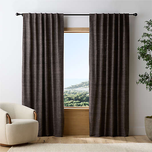 Trevino Deep Brown Cotton Silk Blend Window Curtain Panel 52"x84"