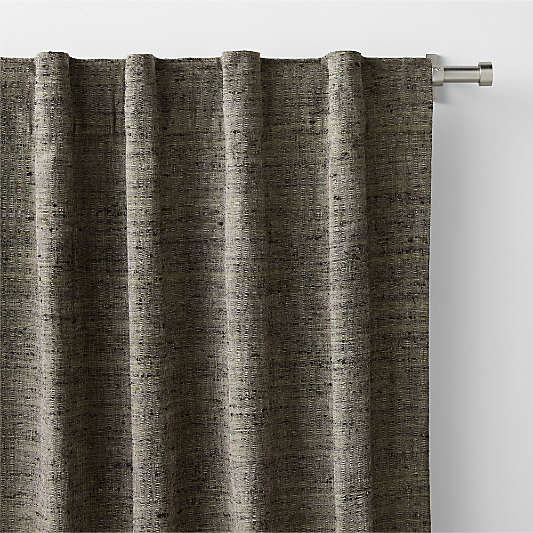 Trevino Burnt Green Cotton Silk Blend Window Curtain Panel