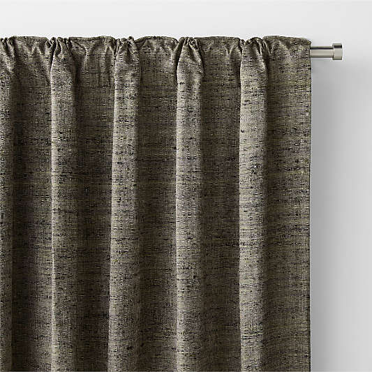 Trevino Burnt Green Cotton Silk Blend Window Curtain Panel 52"x84"