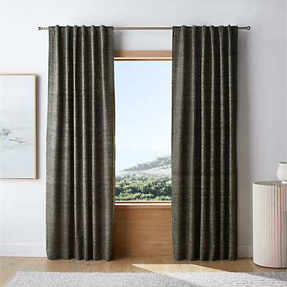 Trevino Burnt Green Cotton Silk Blend Window Curtain Panel 52"x120"