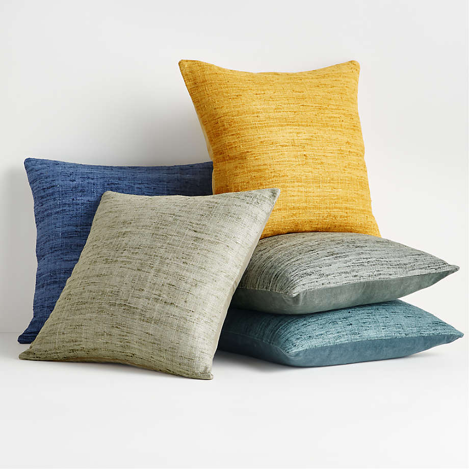Blue 20x20 Square Cotton Sari Silk Decorative Throw Pillow Cover +  Reviews