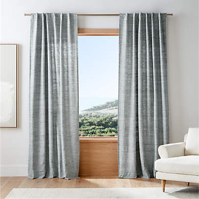 Trevino Mist Blue Cotton Silk Blend Window Curtain Panel 52"x84"