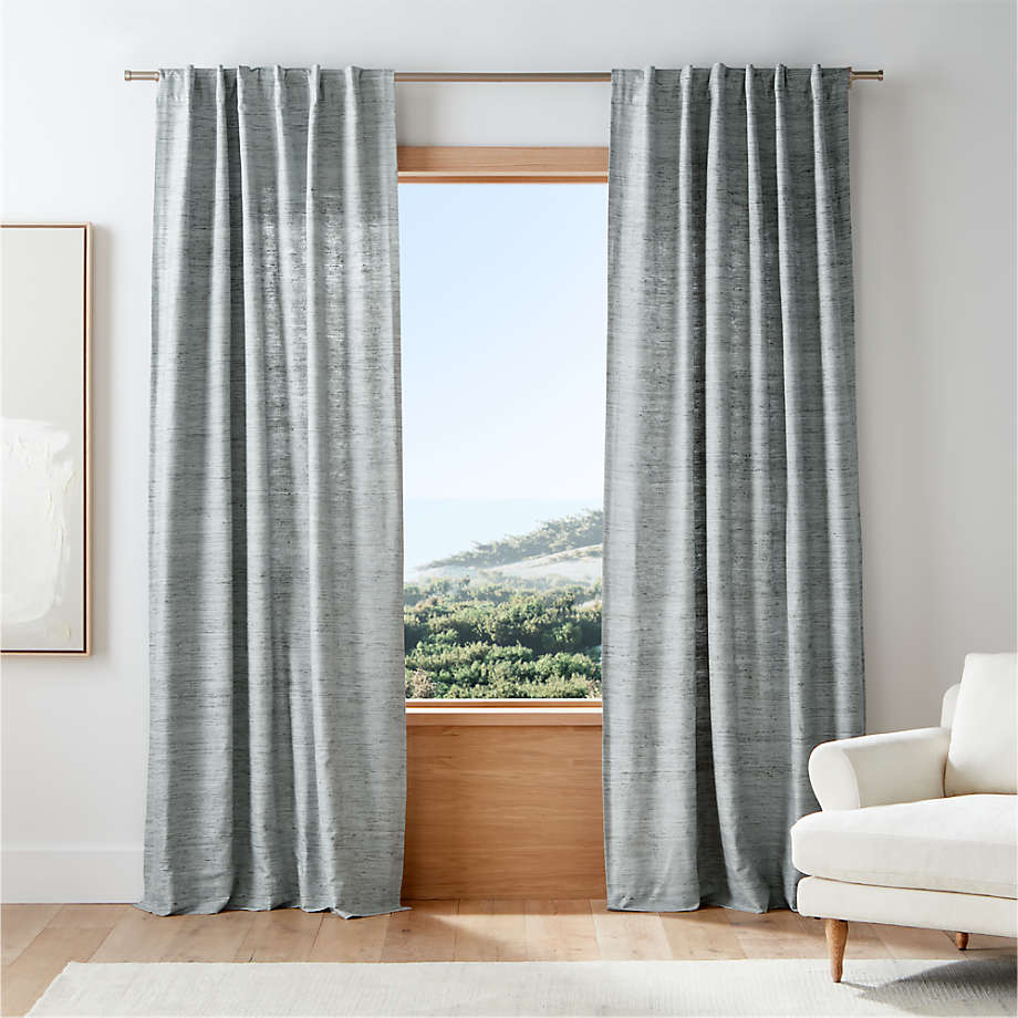 Trevino Mist Blue Cotton Silk Blend Window Curtain Panel 52