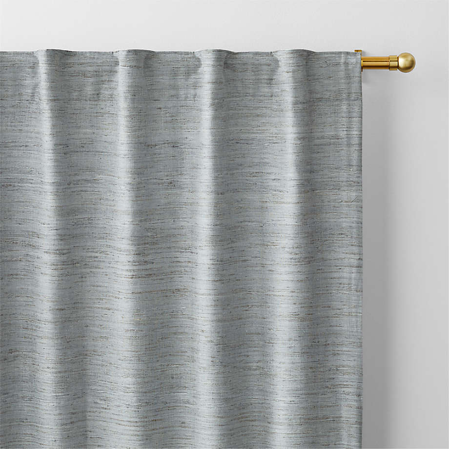 Trevino Mist Blue Cotton Silk Blend Window Curtain Panel 52"x84"