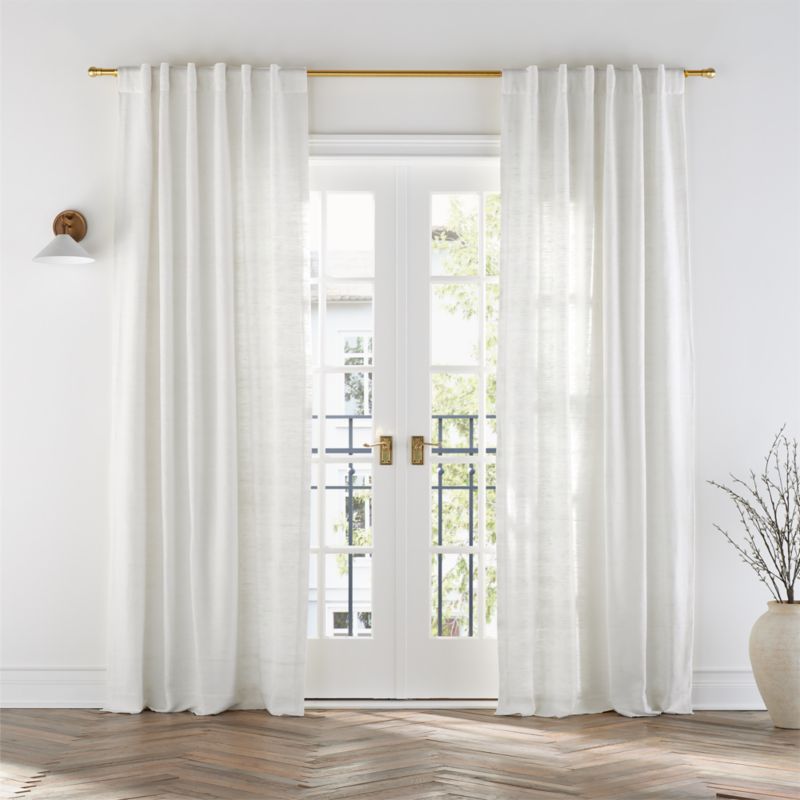 Trevino Crisp White Cotton Silk Blend Window Curtain Panel 52x108