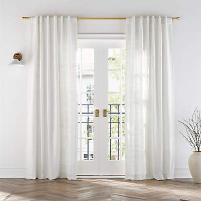 Trevino Crisp White Cotton Silk Blend Window Curtain Panel 52"x96"