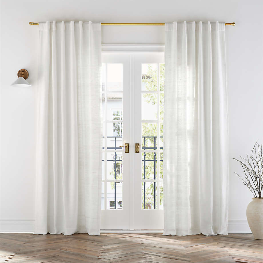 Trevino Crisp White Cotton Silk Blend Window Curtain Panel 52"x84"