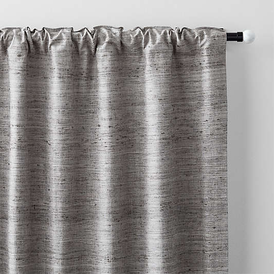 Trevino Pebble Grey Cotton Silk Blend Window Curtain Panel 52"x84"