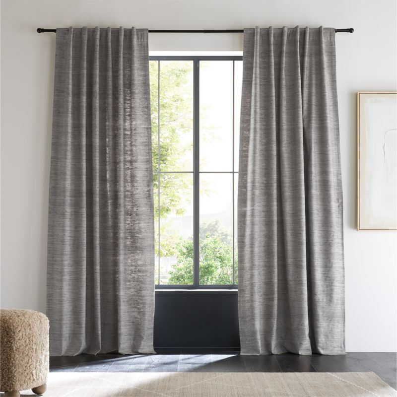 Trevino Pebble Grey Cotton Silk Blend Window Curtain Panel 52"x96" - image 0 of 8