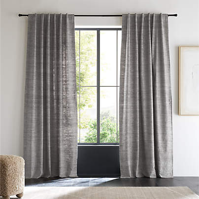 Trevino Pebble Grey Cotton Silk Blend Window Curtain Panel 52"x84"