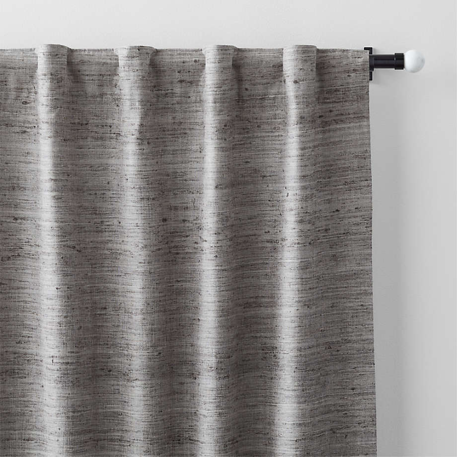Trevino Pebble Grey Cotton Silk Blend Window Curtain Panel 52"x84"