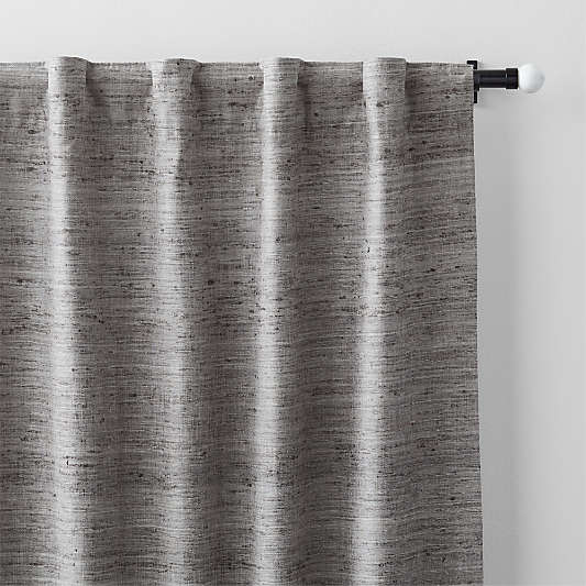 Trevino Pebble Grey Cotton Silk Blend Window Curtain Panel 52"x108"