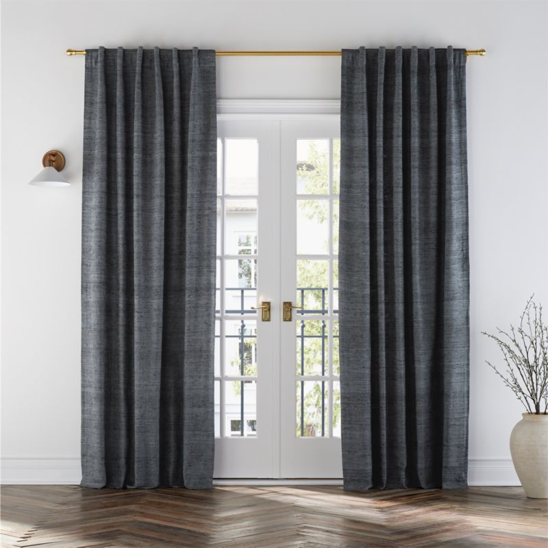 Trevino Storm Grey Cotton Silk Blend Window Curtain Panel 52"x96" - image 0 of 10