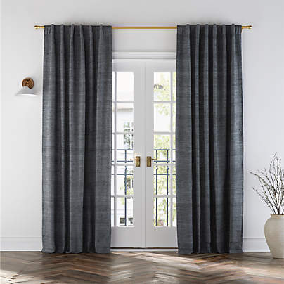 Trevino Storm Grey Cotton Silk Blend Window Curtain Panel 52"x96"