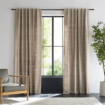 Trevino Warm Beige Cotton Silk Blend Window Curtain Panel 52 X96 Reviews Crate Barrel