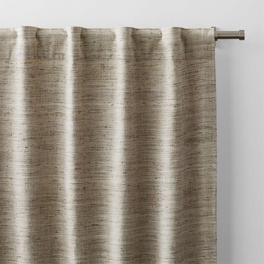 Crate&Barrel Trevino Warm Beige Cotton Silk Blend Window Curtain Panel  52x84