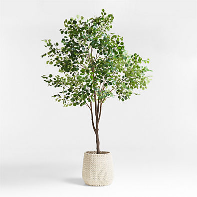View Potted Faux Triangle Ficus Tree 9' details